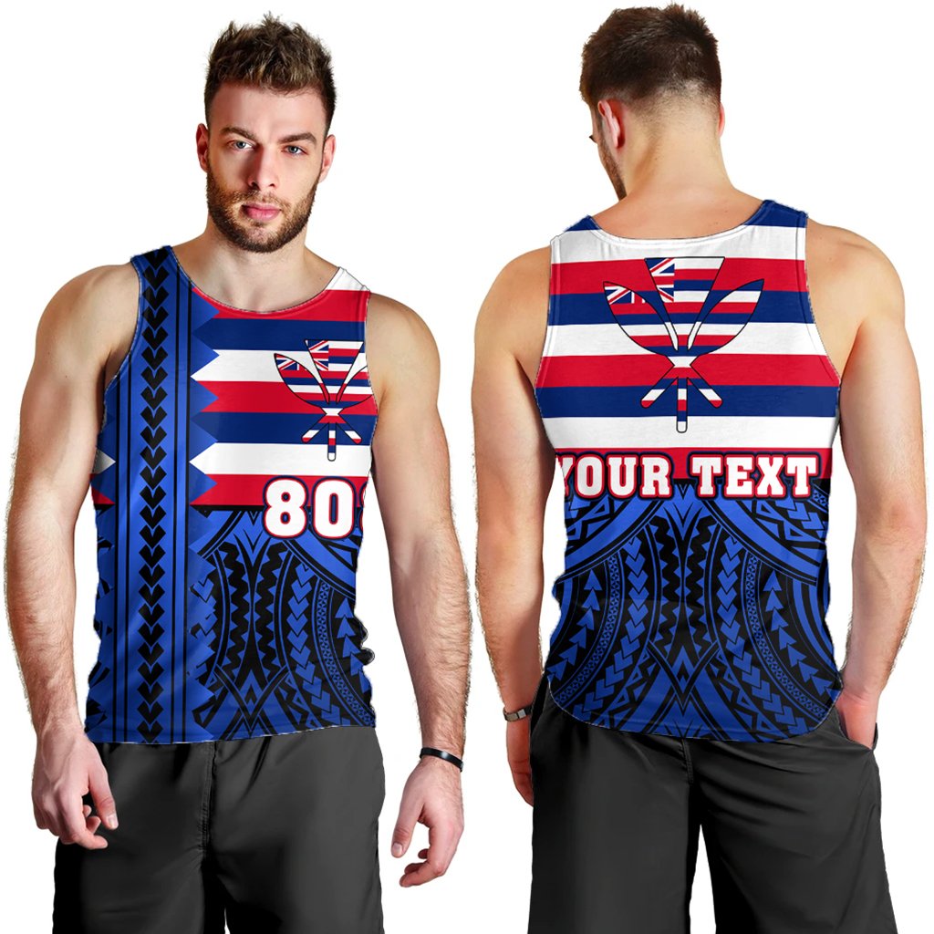 (Personalized) Hawaii Men's Tank Top - Hawaiian Flag Men's Tank Top - Speaka Style - AH Blue - Polynesian Pride