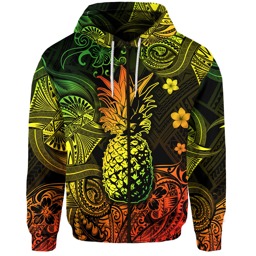 Hawaii Pineapple Polynesian Zip Hoodie Unique Style Reggae LT8 - Polynesian Pride