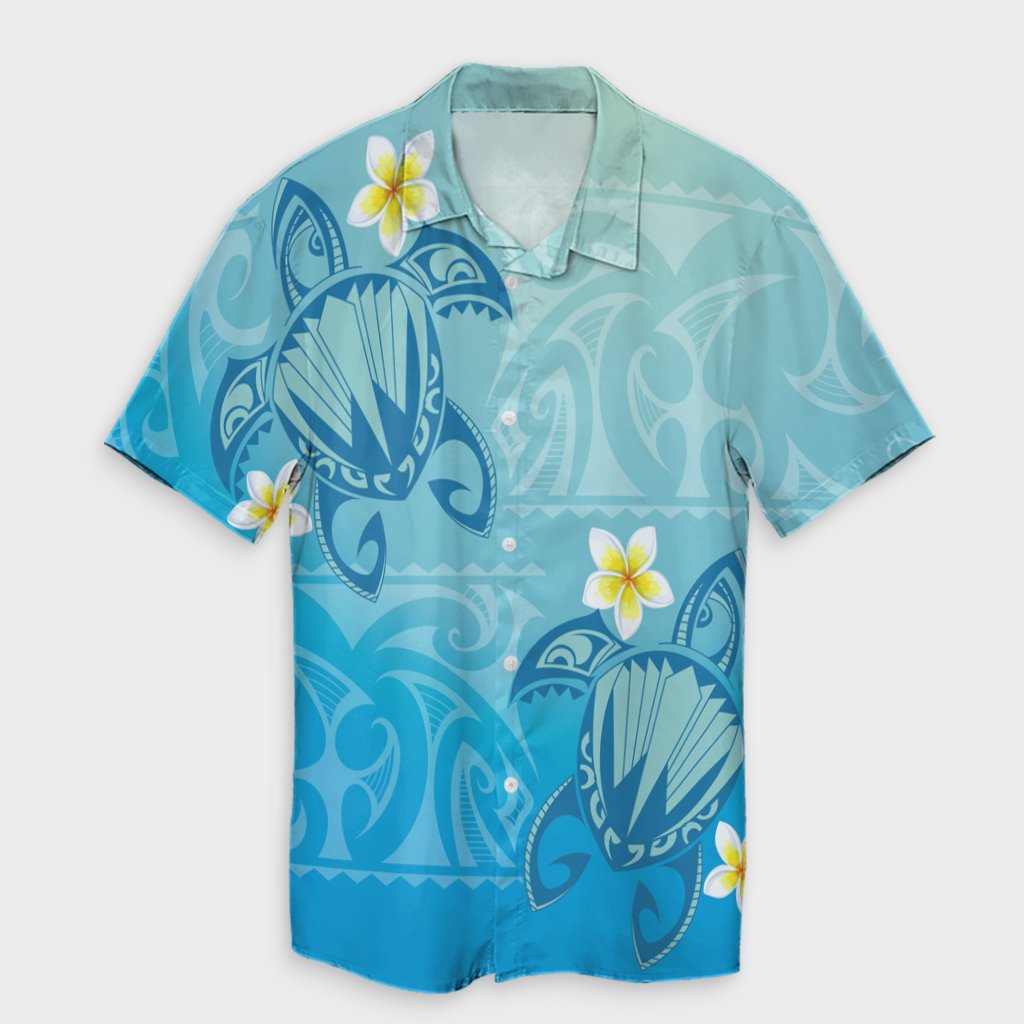 Hawaii Plumeria Deep Blue Turtle Hawaiian Shirt - AH Unisex Black - Polynesian Pride