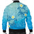 Hawaii Plumeria Deep Blue Turtle Bomber Jacket - AH - Polynesian Pride