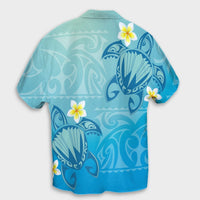 Hawaii Plumeria Deep Blue Turtle Hawaiian Shirt - AH - Polynesian Pride
