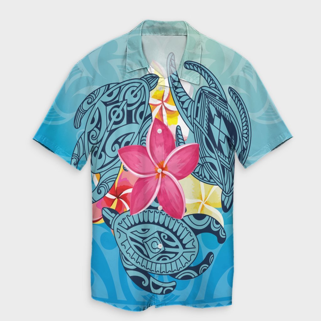 Hawaii Plumeria Deep Sea Circle Turtle Hawaiian Shirt - AH Unisex Black - Polynesian Pride