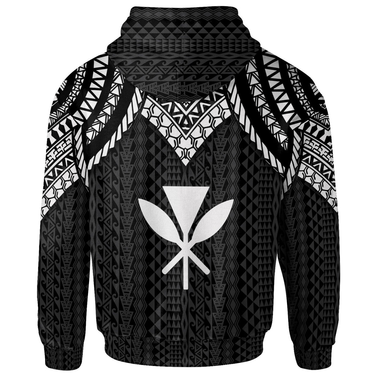 Hawaii Custom Zip up Hoodie Polynesian Armor Style Black - Polynesian Pride