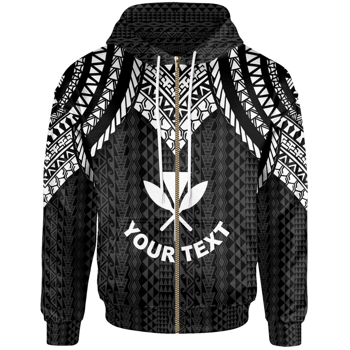 Hawaii Custom Zip up Hoodie Polynesian Armor Style Black Unisex Black - Polynesian Pride