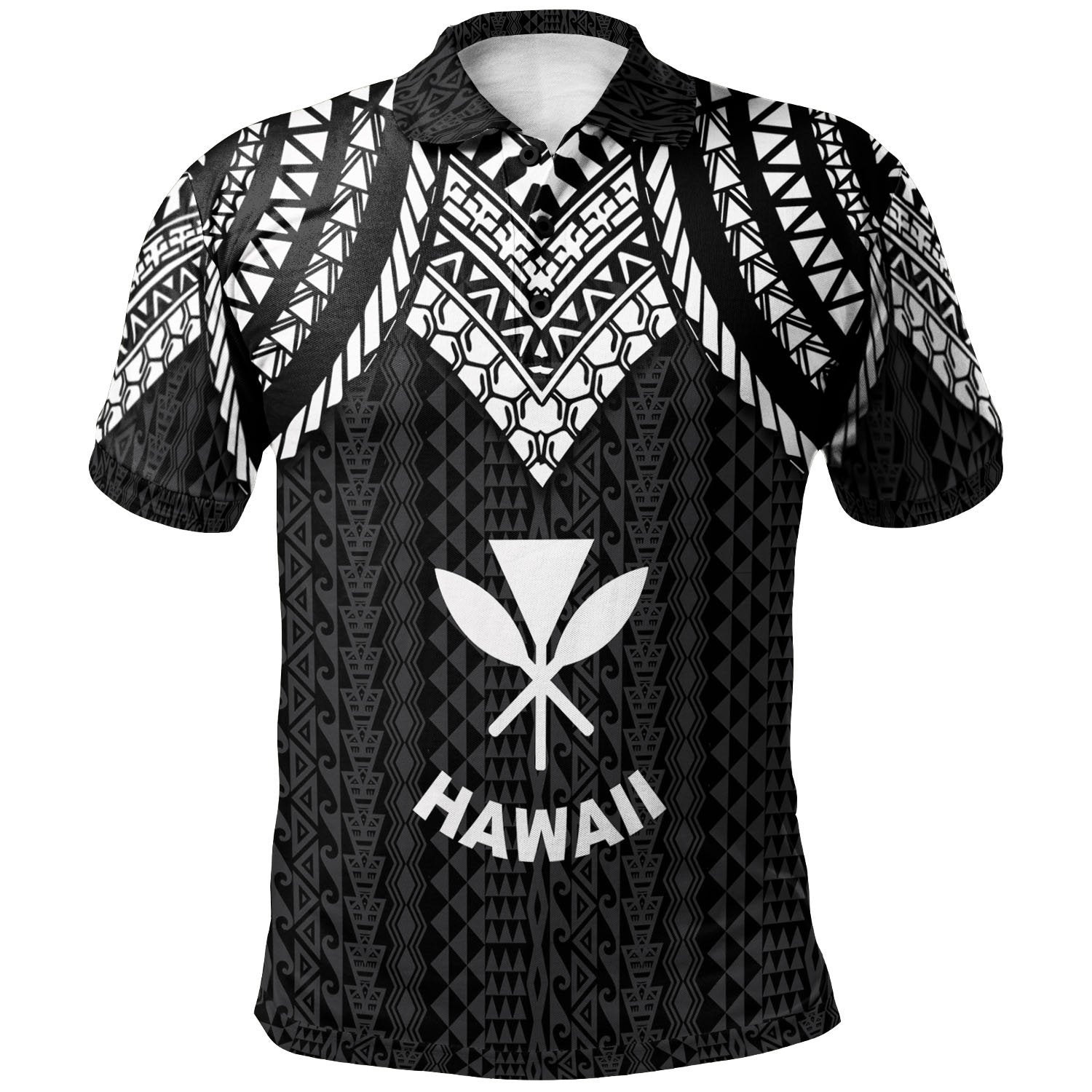 Hawaii Polo Shirt Polynesian Armor Style Black Unisex Black - Polynesian Pride