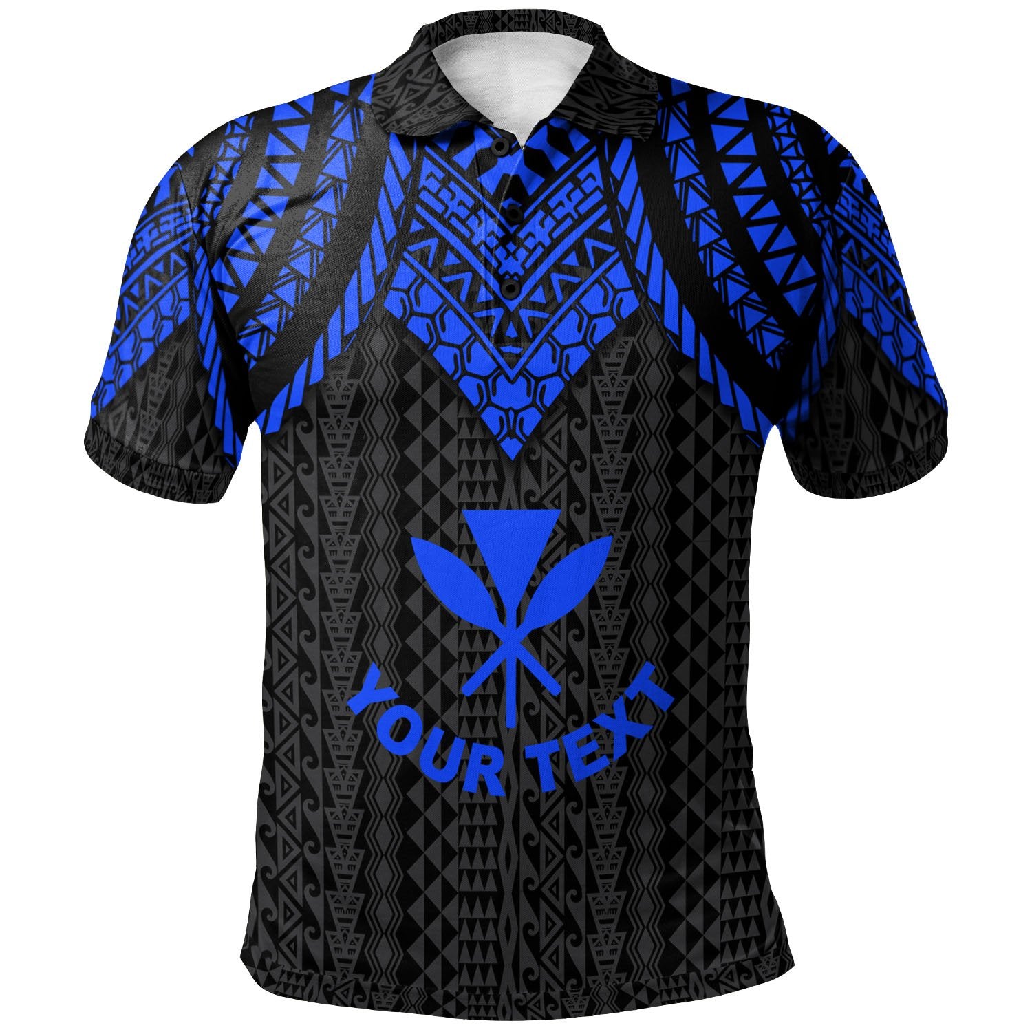 Hawaii Custom Polo Shirt Polynesian Armor Style Blue Unisex Blue - Polynesian Pride