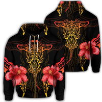Hawaii Polynesian Hibiscus Animal Zip Hoodie Unisex Art - Polynesian Pride