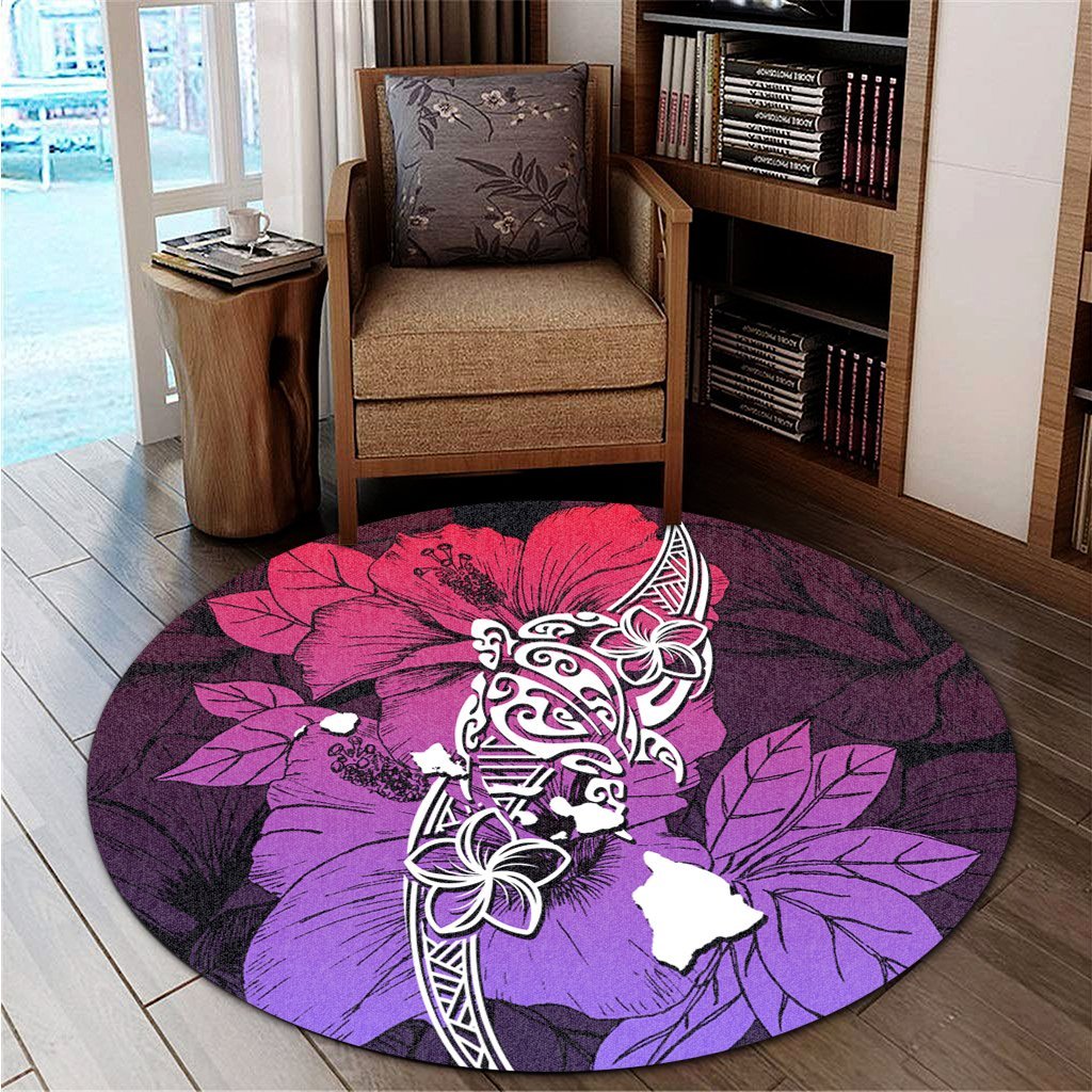 Hawaii Polynesian Hibiscus Sweat Round Carpet - AH - Polynesian Pride
