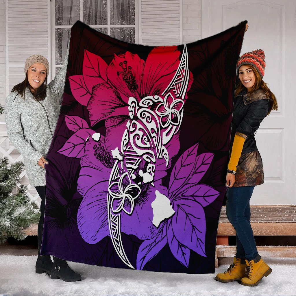 Hawaii Polynesian Hibiscus Sweat Premium Blankets - AH - Polynesian Pride