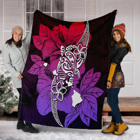 Hawaii Polynesian Hibiscus Sweat Premium Blankets - AH - Polynesian Pride