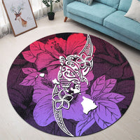 Hawaii Polynesian Hibiscus Sweat Round Carpet - AH - Polynesian Pride