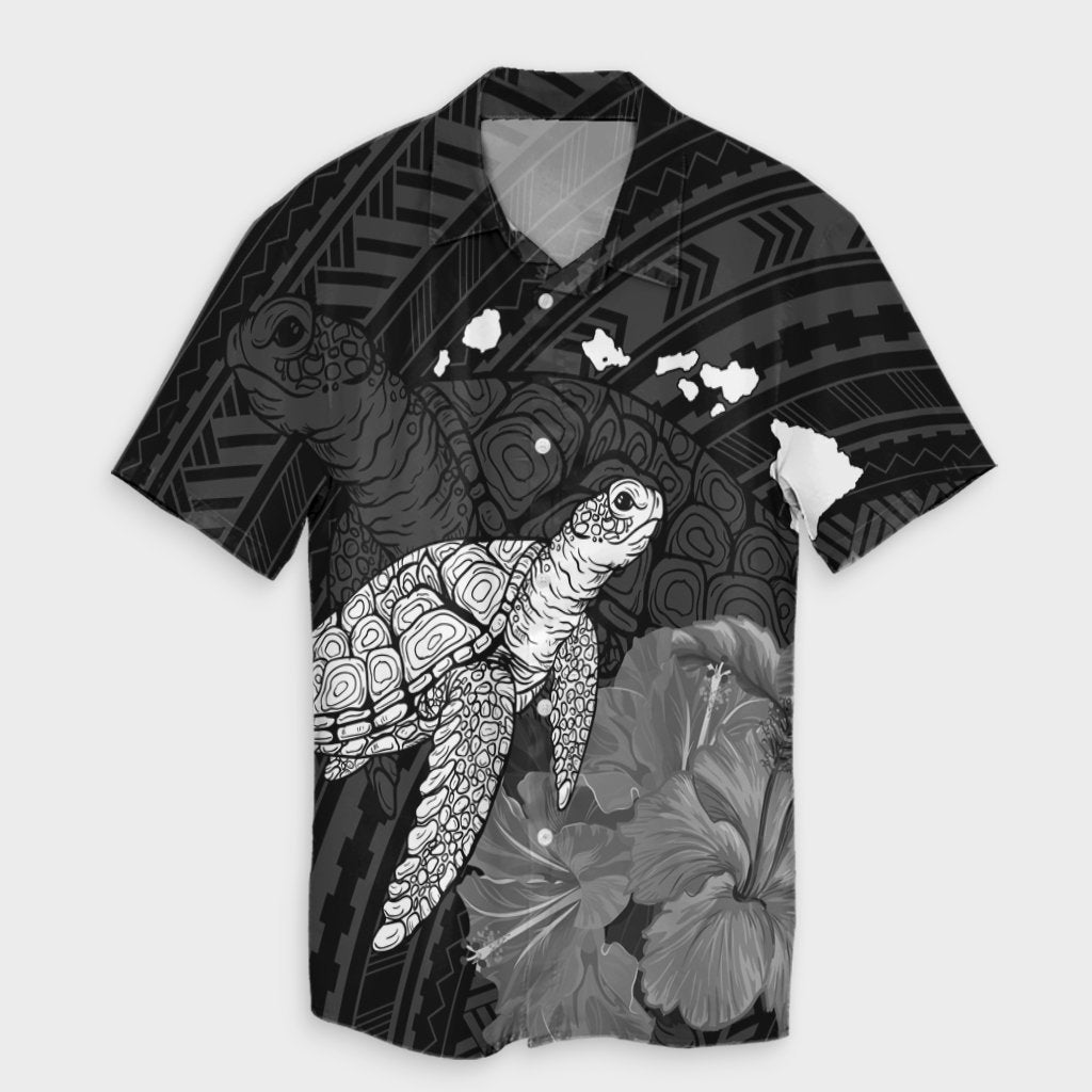 Hawaii Polynesian Hibiscus Turtle Map Hawaiian Shirt - AH Unisex Black - Polynesian Pride