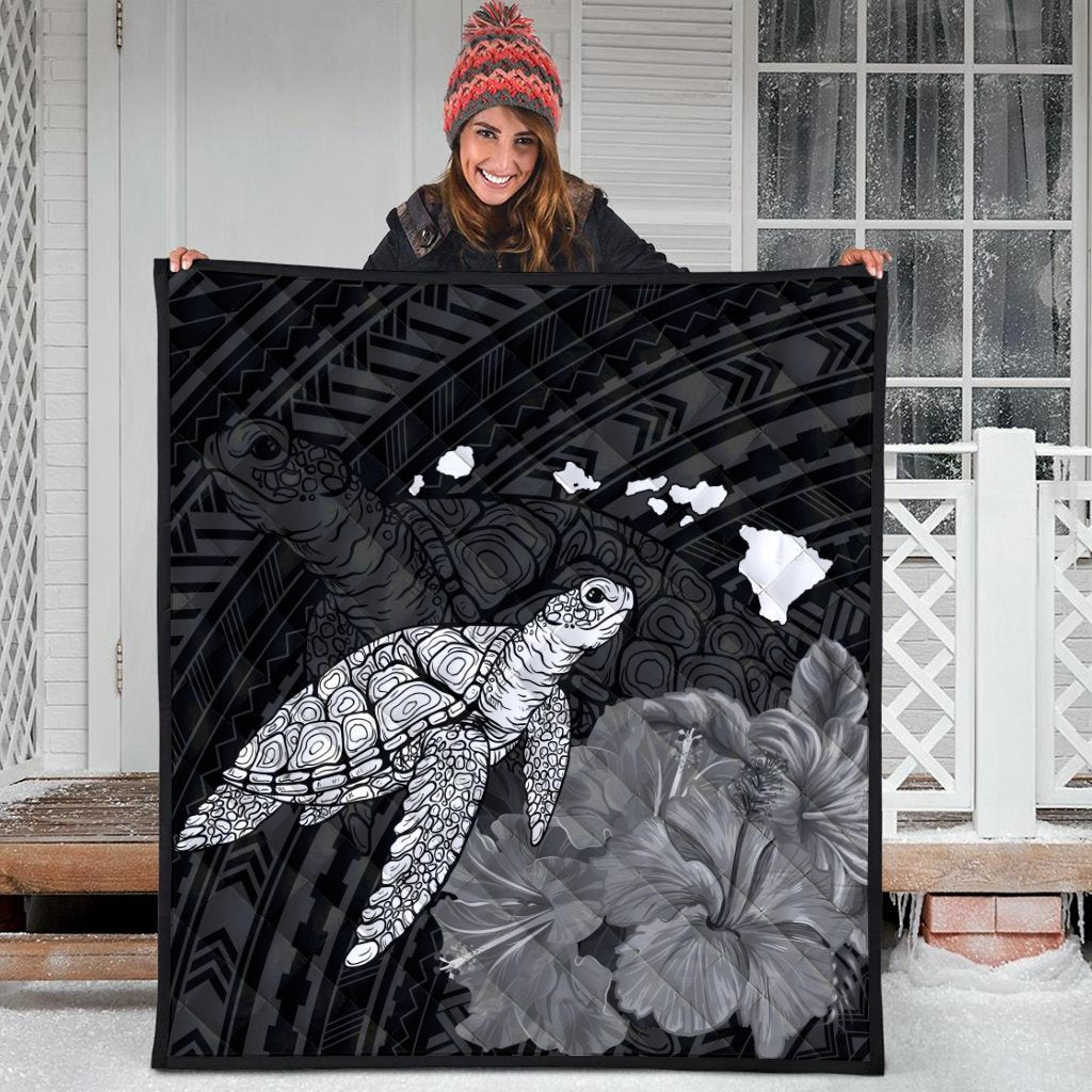 Hawaii Polynesian Hibiscus Turtle Map Premium Quilts - AH - Polynesian Pride