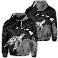 Hawaiian Polynesian Hibiscus Turtle Map Hoodie Unisex Art - Polynesian Pride