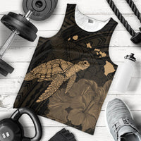 Hawaii Polynesian Hibiscus Turtle Map Tank Top Gold - AH - Polynesian Pride