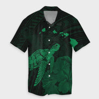 Matching Couple Hawaiian Outfits Dress and Hawaiian Shirt Hawaii Polynesian Hibiscus Turtle Map Green RLT14 - Polynesian Pride