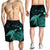 Hawaii Polynesian Hibiscus Turtle Map Men's Shorts Turquoise - AH - Polynesian Pride