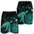 Hawaii Polynesian Hibiscus Turtle Map Men's Shorts Turquoise - AH - Polynesian Pride