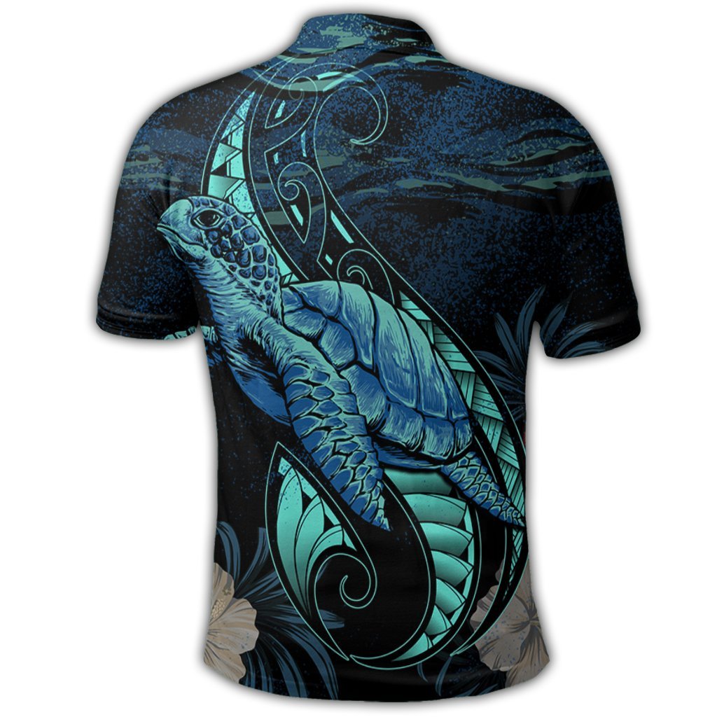 Hawaii Polynesian Honu Sea Hibiscus Polo Shirt - Polynesian Pride