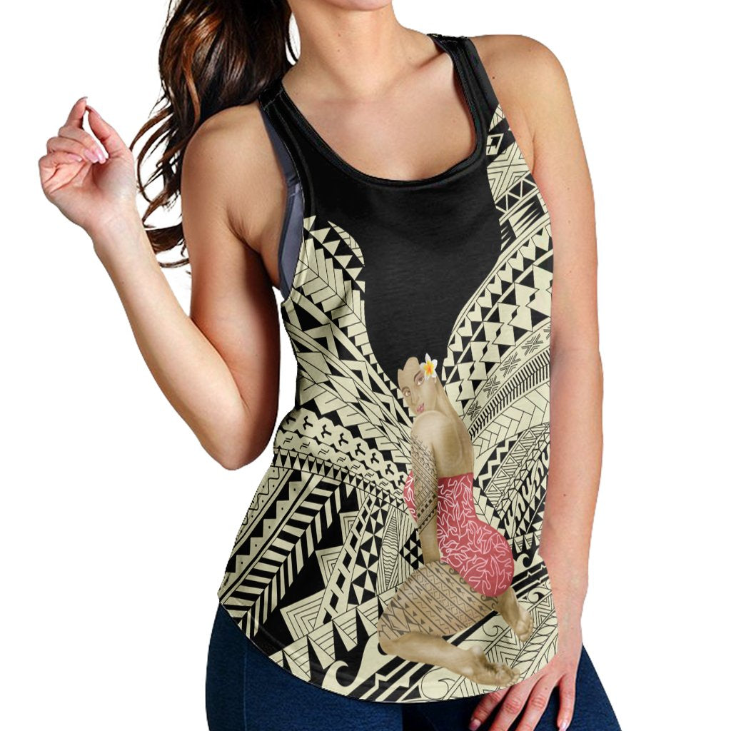 Hawaii Polynesian Hula Girl Wearing Plumeria Racerback Tank - AH - Polynesian Pride