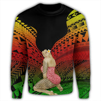Hawaii Polynesian Hula Girl Wearing Plumeria Sweatshirt Reggae - AH - Polynesian Pride
