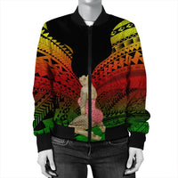 Hawaii Polynesian Hula Girl Wearing Plumeria Bomber Jacket Reggae - AH - Polynesian Pride