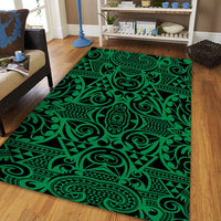 Hawaii Polynesian Kakau Turtle Green Area Rug - AH - Polynesian Pride