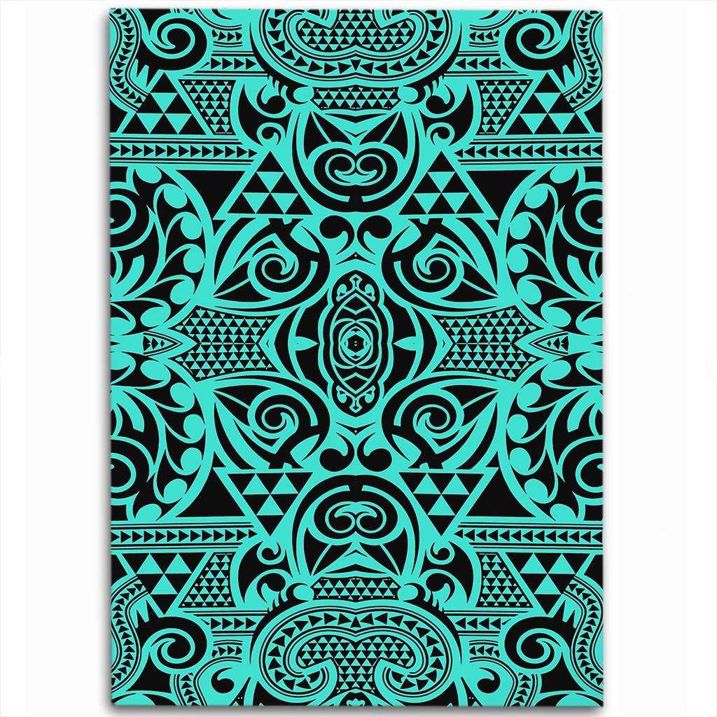 Hawaii Polynesian Kakau Turtle Turquoise Area Rug - AH Luxurious - Polynesian Pride