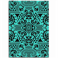 Hawaii Polynesian Kakau Turtle Turquoise Area Rug - AH Luxurious - Polynesian Pride