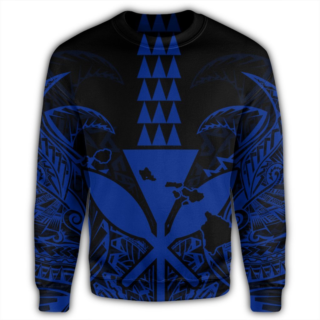 Hawaii Polynesian Kanaka Kakau Sweatshirt - Alan Style Blue - AH - Polynesian Pride