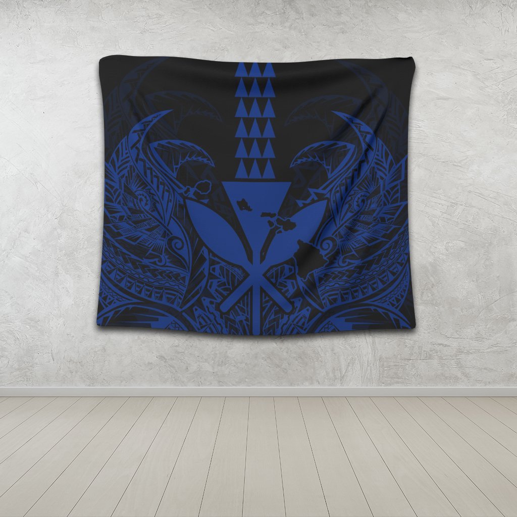 Hawaii Polynesian Kanaka Kakau Tapestry - Alan Style Blue - AH - Polynesian Pride