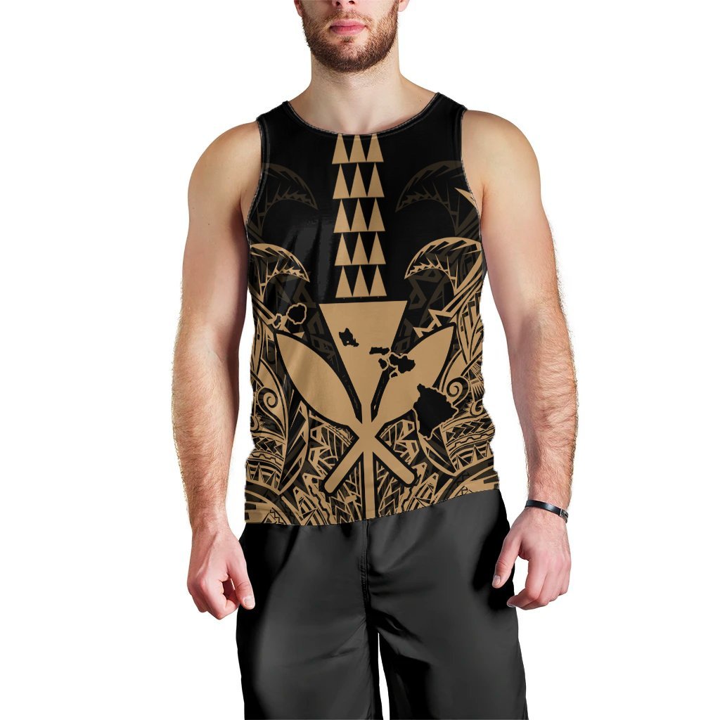 Hawaii Polynesian Kanaka Kakau Tank Top - Alan Style Gold - AH Black - Polynesian Pride