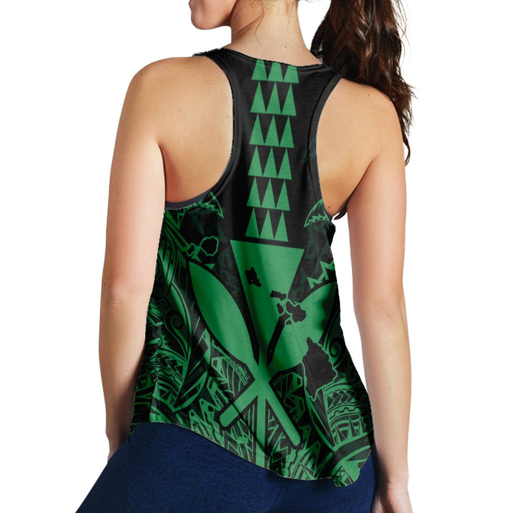 Hawaii Polynesian Kanaka Kakau Racerback Tank - Alan Style Green - AH - Polynesian Pride