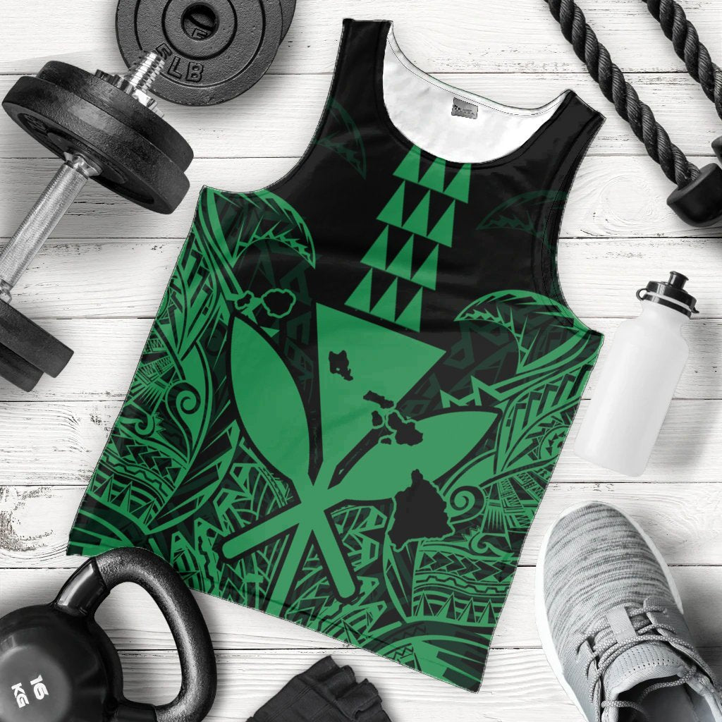 Hawaii Polynesian Kanaka Kakau Tank Top - Alan Style Green - AH - Polynesian Pride