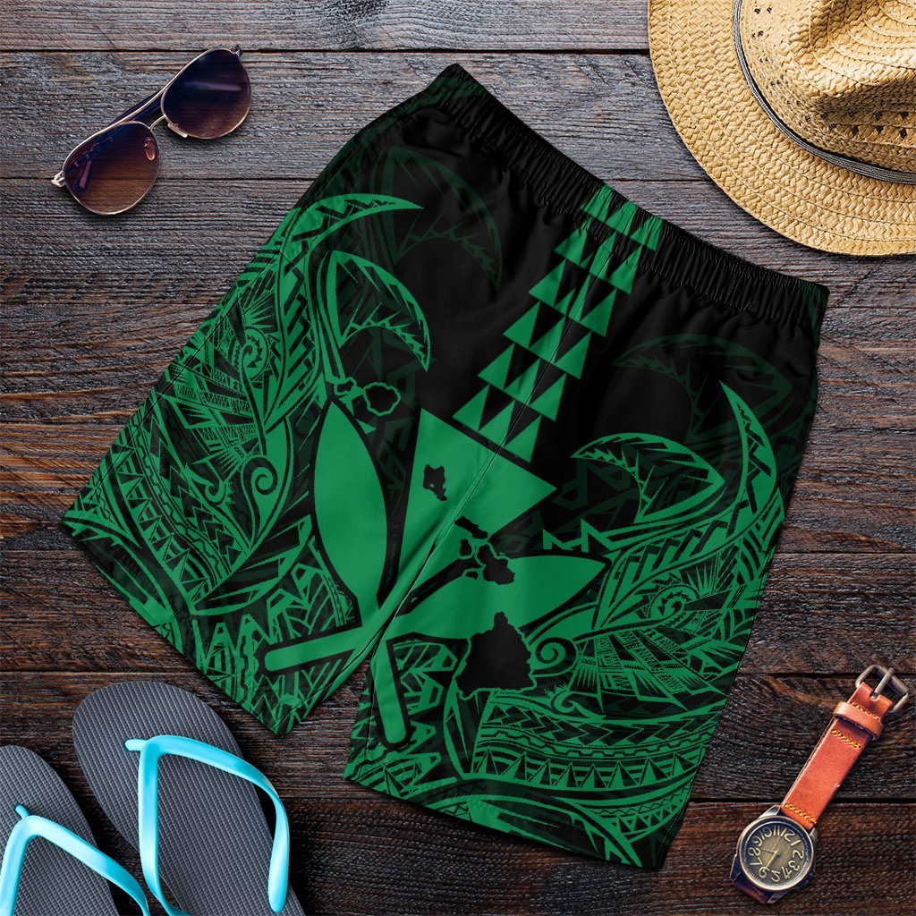 Hawaii Polynesian Kanaka Kakau Men's Shorts - Alan Style Green - AH Art - Polynesian Pride