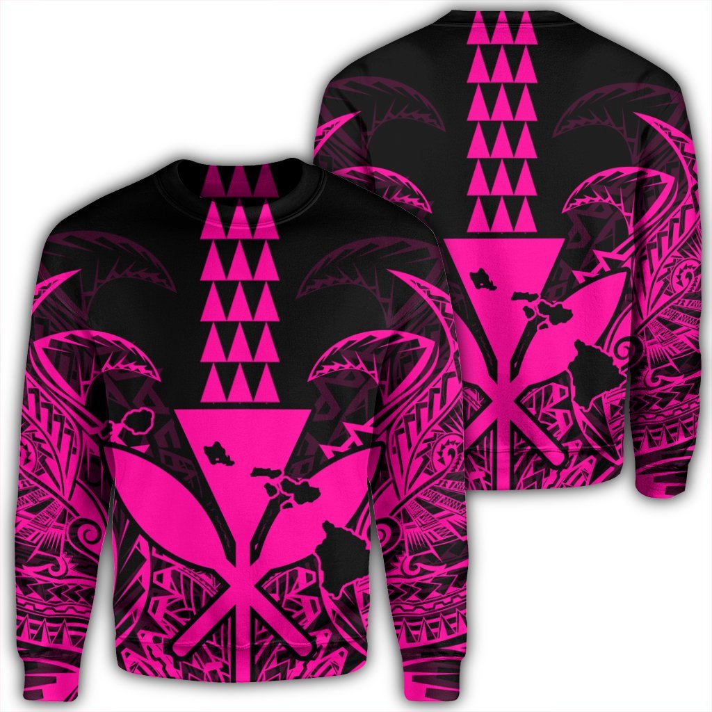 Hawaii Polynesian Kanaka Kakau Sweatshirt - Alan Style Pink - AH Unisex Black - Polynesian Pride