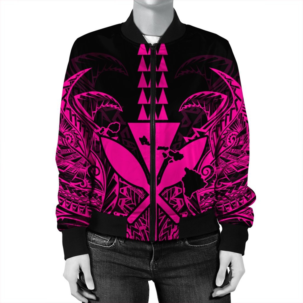 Hawaii Polynesian Kanaka Kakau Bomber Jacket - Alan Style Pink - AH - Polynesian Pride