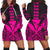 Hawaii Polynesian Kanaka Kakau Hoodie Dress - Alan Style Pink - AH Black - Polynesian Pride