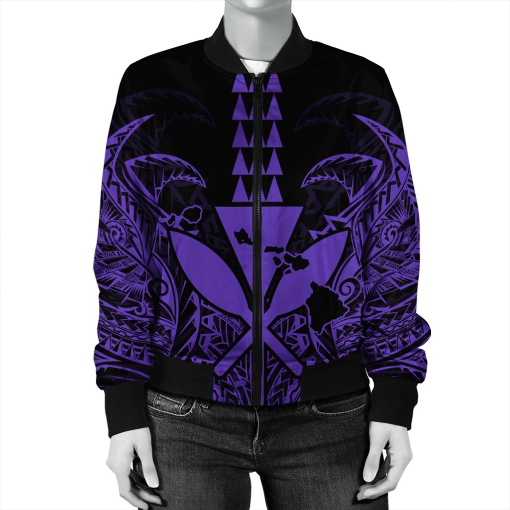 Hawaii Polynesian Kanaka Kakau Bomber Jacket - Alan Style Purple - AH - Polynesian Pride