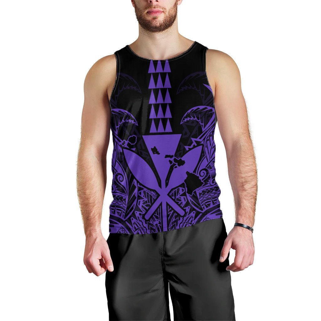 Hawaii Polynesian Kanaka Kakau Tank Top - Alan Style Purple - AH Black - Polynesian Pride