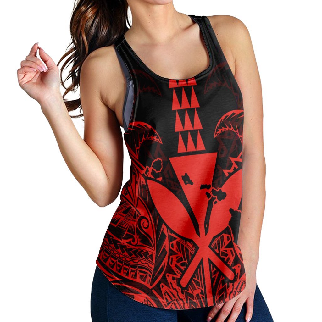 Hawaii Polynesian Kanaka Kakau Racerback Tank - Alan Style Red - AH - Polynesian Pride