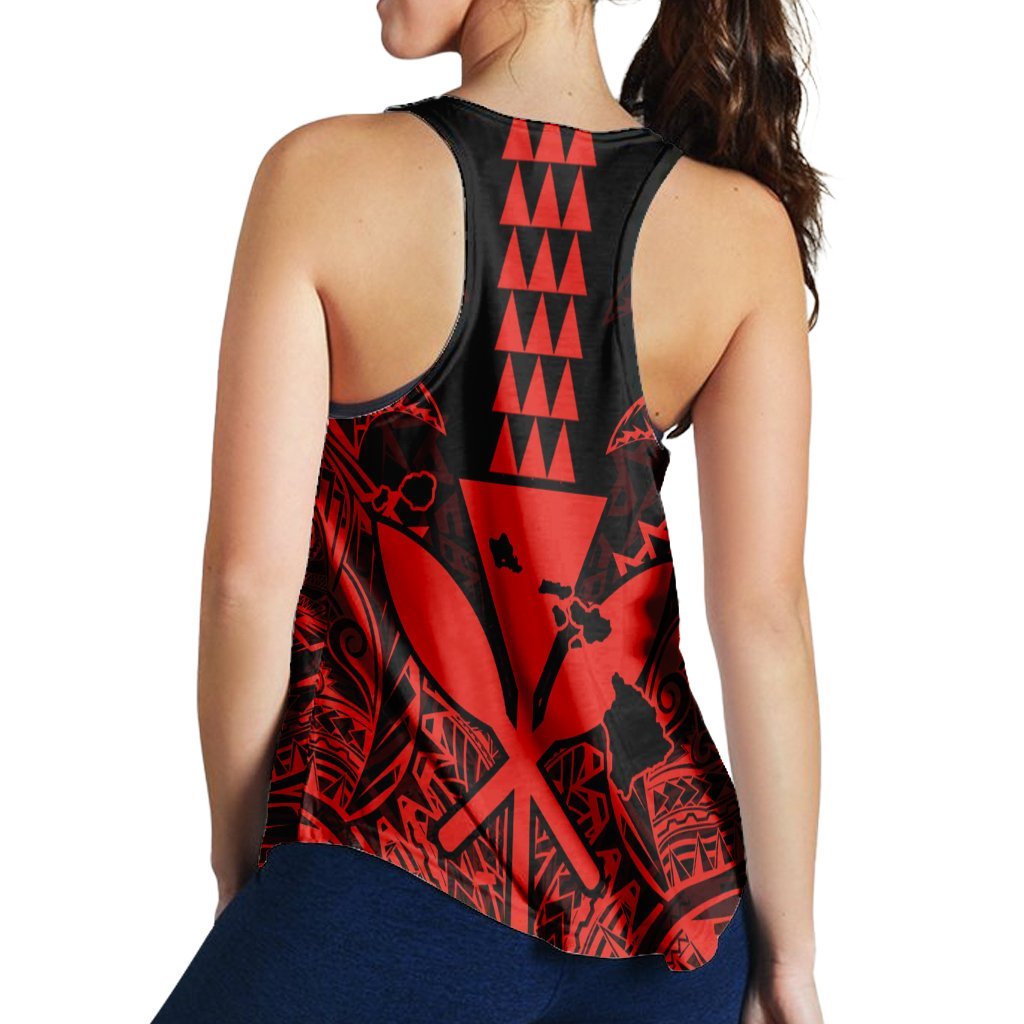 Hawaii Polynesian Kanaka Kakau Racerback Tank - Alan Style Red - AH - Polynesian Pride