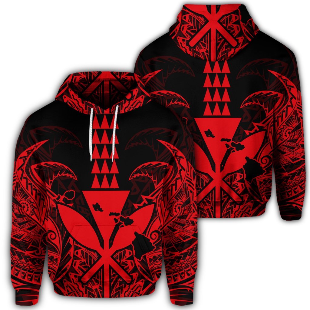 Hawaiian Polynesian Kanaka Kakau Hoodie Alan Style Red Unisex Art - Polynesian Pride