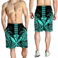 Hawaii Polynesian Kanaka Kakau Men's Shorts - Alan Style Turquoise - AH - Polynesian Pride