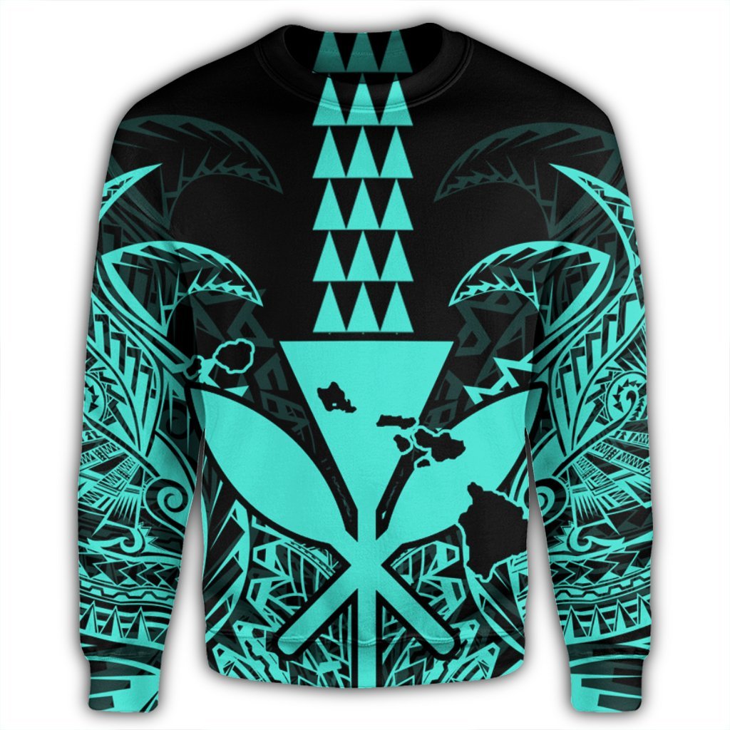 Hawaii Polynesian Kanaka Kakau Sweatshirt - Alan Style Turquoise - AH - Polynesian Pride