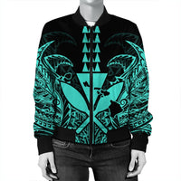 Hawaii Polynesian Kanaka Kakau Bomber Jacket - Alan Style Turquoise - AH - Polynesian Pride