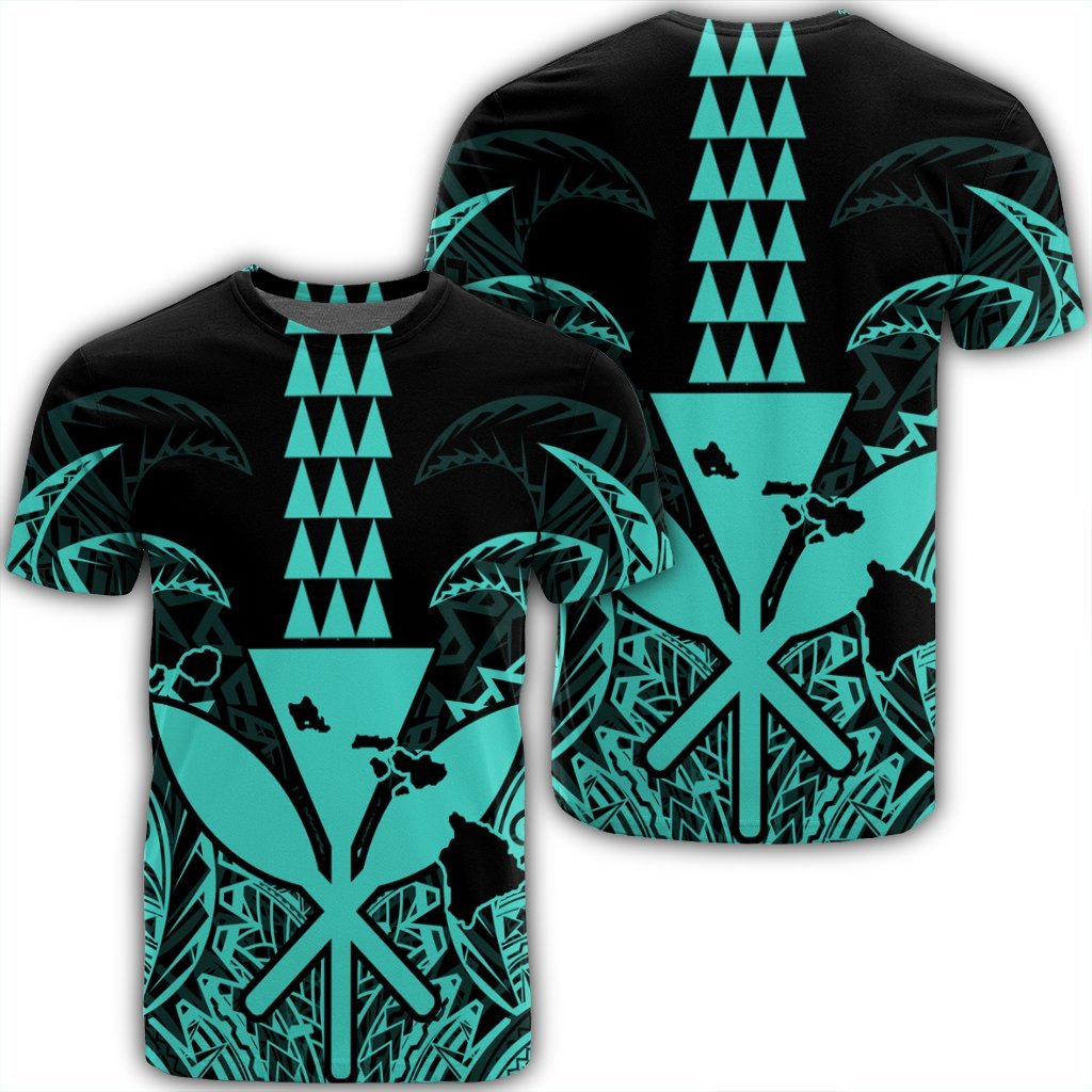 Hawaii Polynesian Kanaka Kakau T Shirt Alan Style Turquoise Unisex Black - Polynesian Pride