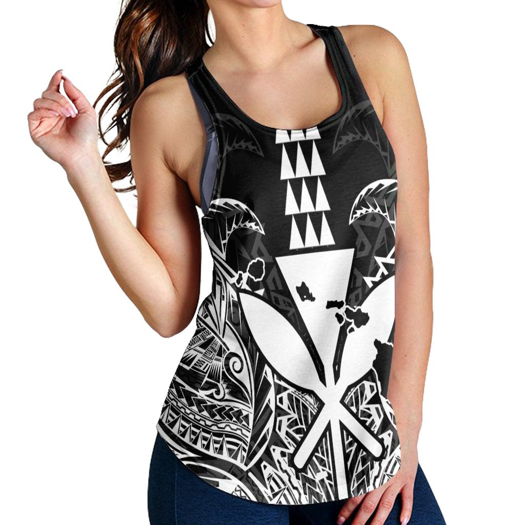 Hawaii Polynesian Kanaka Kakau Racerback Tank - Alan Style White - AH - Polynesian Pride