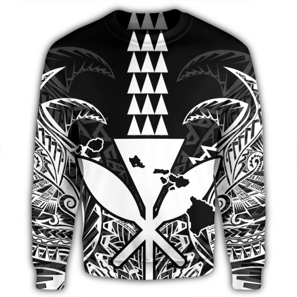 Hawaii Polynesian Kanaka Kakau Sweatshirt - Alan Style White - AH - Polynesian Pride