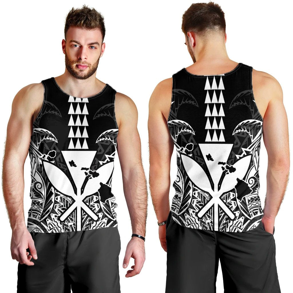 Hawaii Polynesian Kanaka Kakau Tank Top - Alan Style White - AH - Polynesian Pride